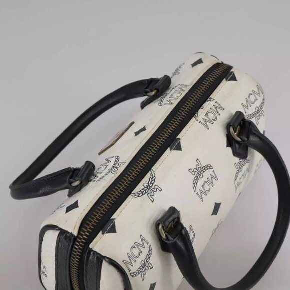 MCM Vicetos Logogram Mini Hand Bag PVC Leather White Auth - Picture 12 of 15